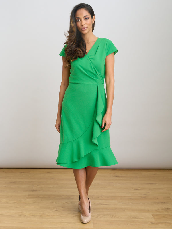 Ruffle Hem Crepe Dress