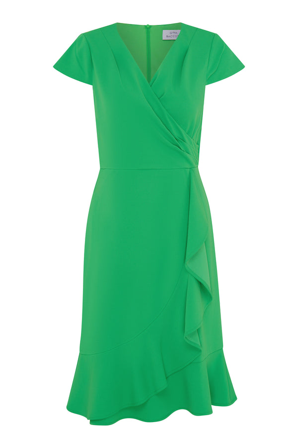 Ruffle Hem Crepe Dress