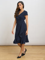 Marinella Ruffle Hem Crepe Dress