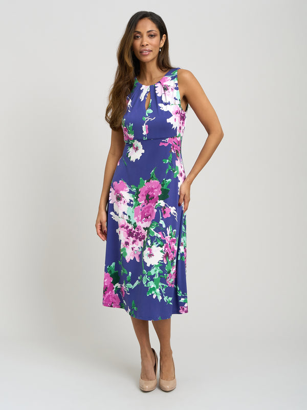 Mary Ann Sleeveless Keyhole Print Midi Dress