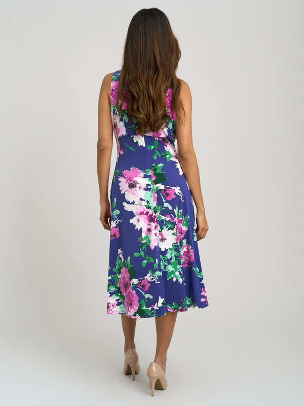 Mary Ann Sleeveless Keyhole Print Midi Dress