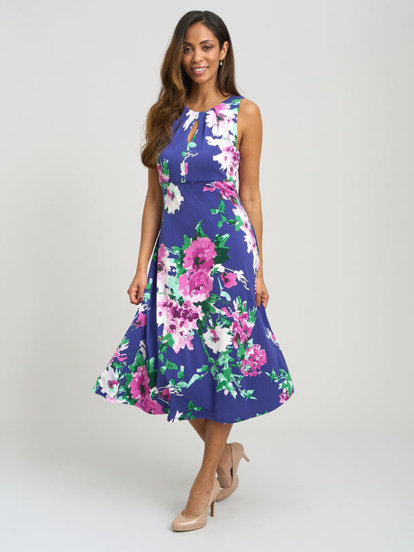 Mary Ann Sleeveless Keyhole Print Midi Dress