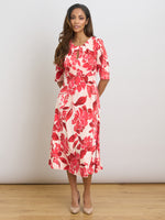 Maybelle Short Sleeve Keyhole Print Midi Dress