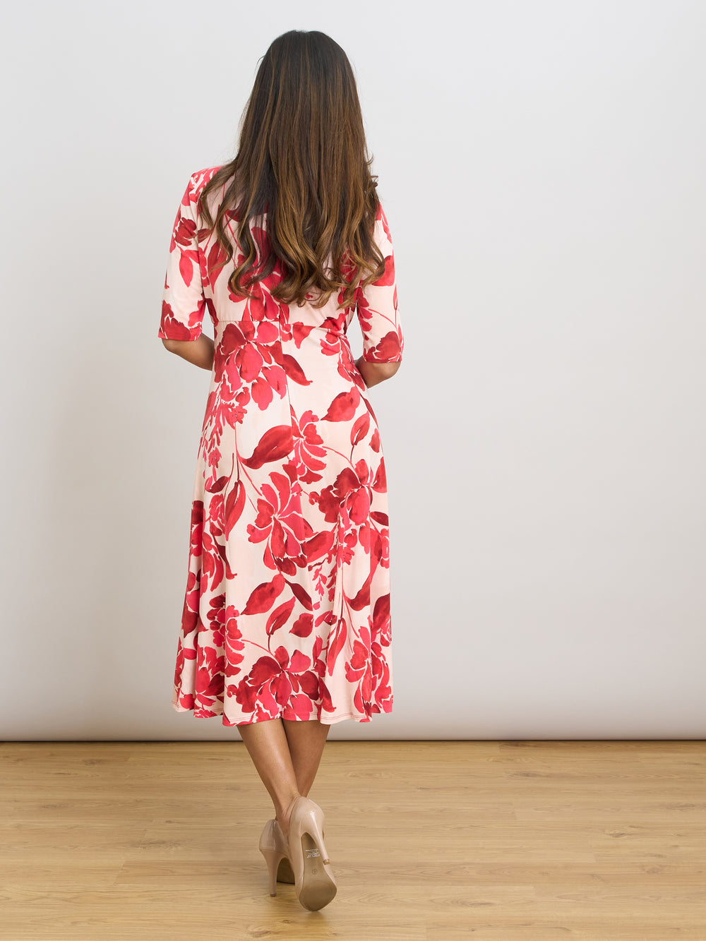 Maybelle Short Sleeve Keyhole Print Midi Dress