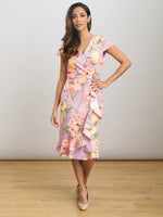 Marlena Cap Sleeve Ruffle Print Dress