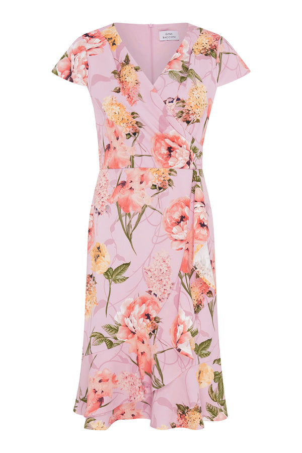 Marlena Cap Sleeve Ruffle Print Dress