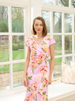 Marlena Cap Sleeve Ruffle Print Dress