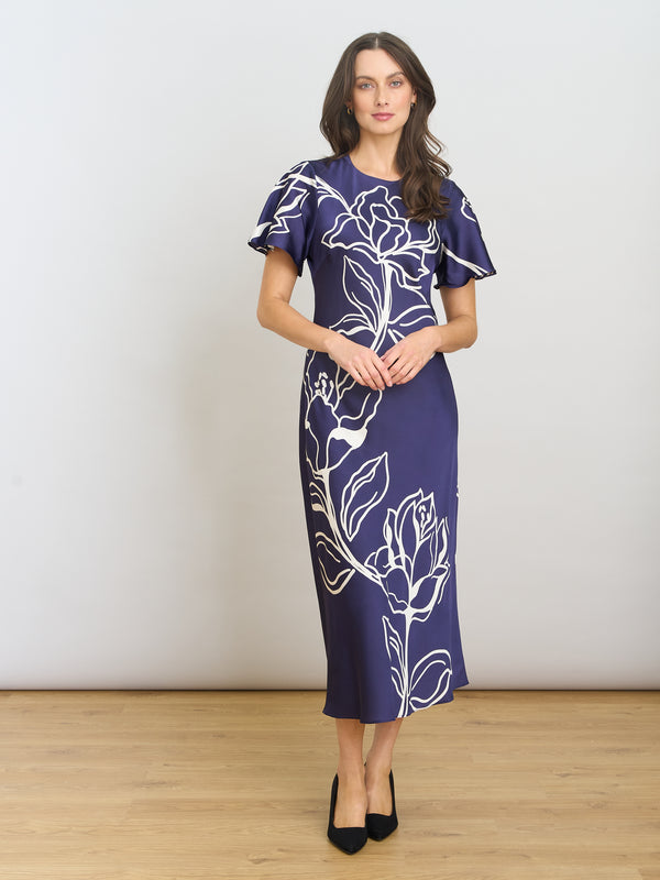 Meg Short Sleeve Print Midi Dress