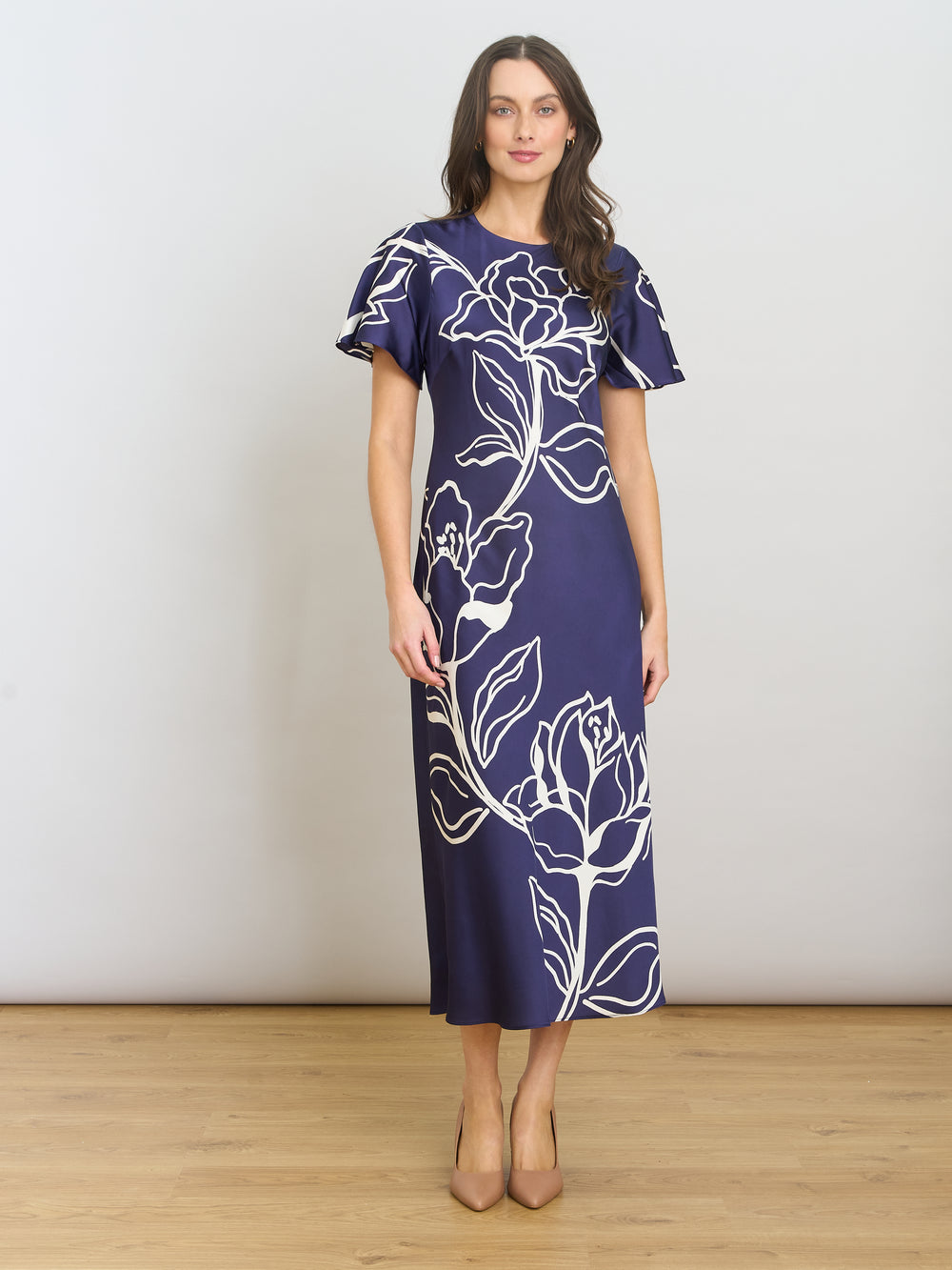 Meg Short Sleeve Print Midi Dress