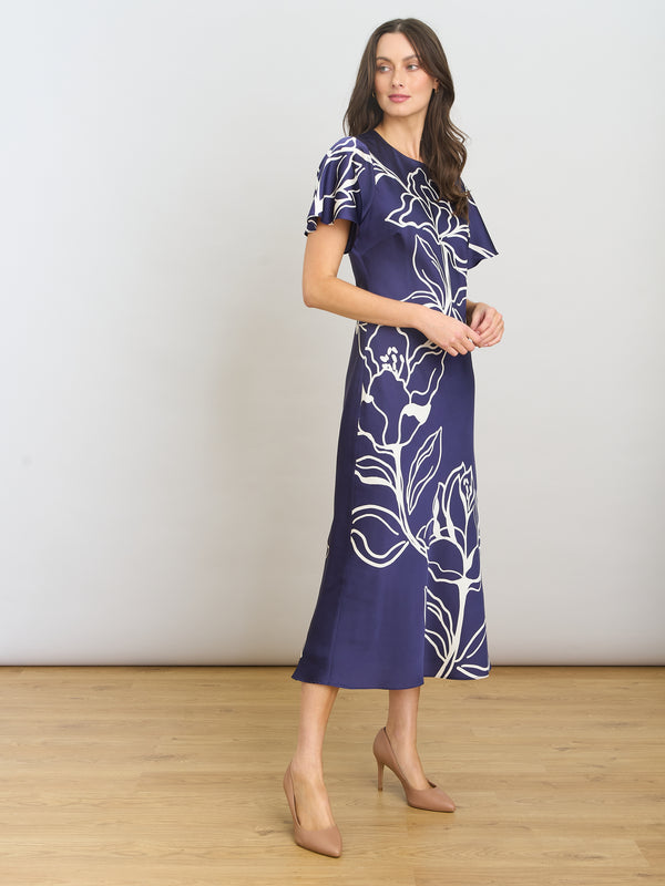 Meg Short Sleeve Print Midi Dress