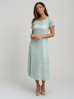 Genny Cap Sleeve Midi Length Sequin Lace Dress