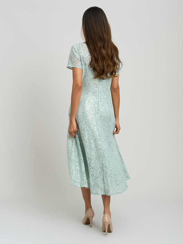 Genny Cap Sleeve Midi Length Sequin Lace Dress