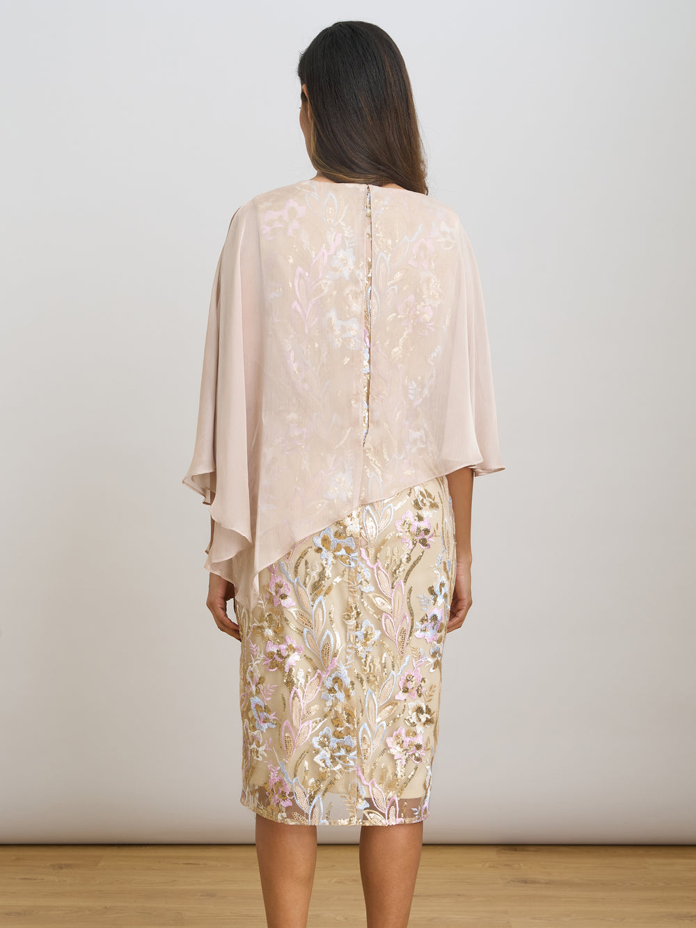 Monroe Short Embroidered Dress With Chiffon Bodice