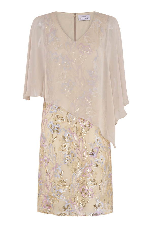Monroe Short Embroidered Dress With Chiffon Bodice