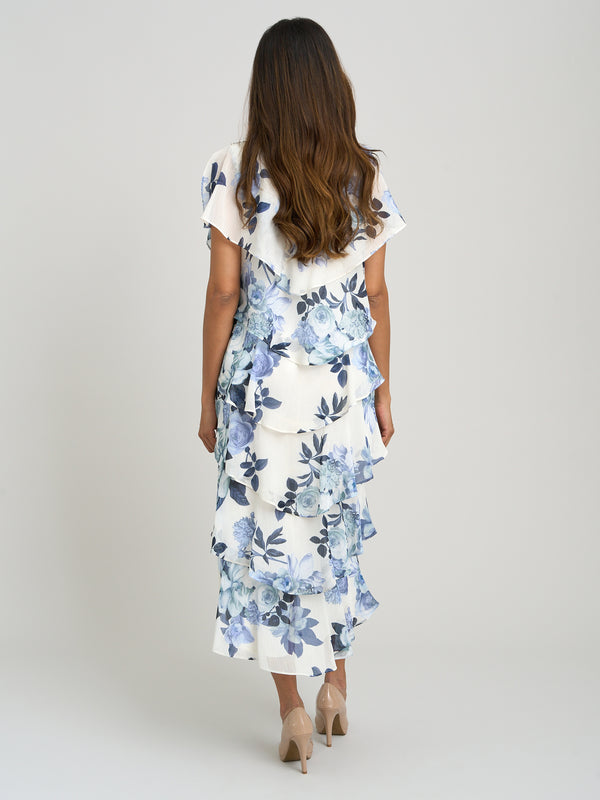 Morgan Midi Printed Tiered Chiffon Dress