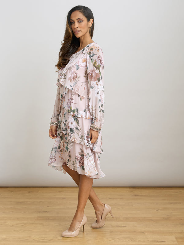 Muriel Short Printed Tiered Chiffon Dress