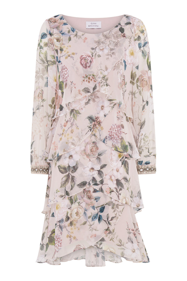 Muriel Short Printed Tiered Chiffon Dress