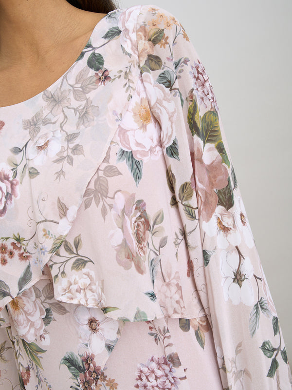 Muriel Short Printed Tiered Chiffon Dress