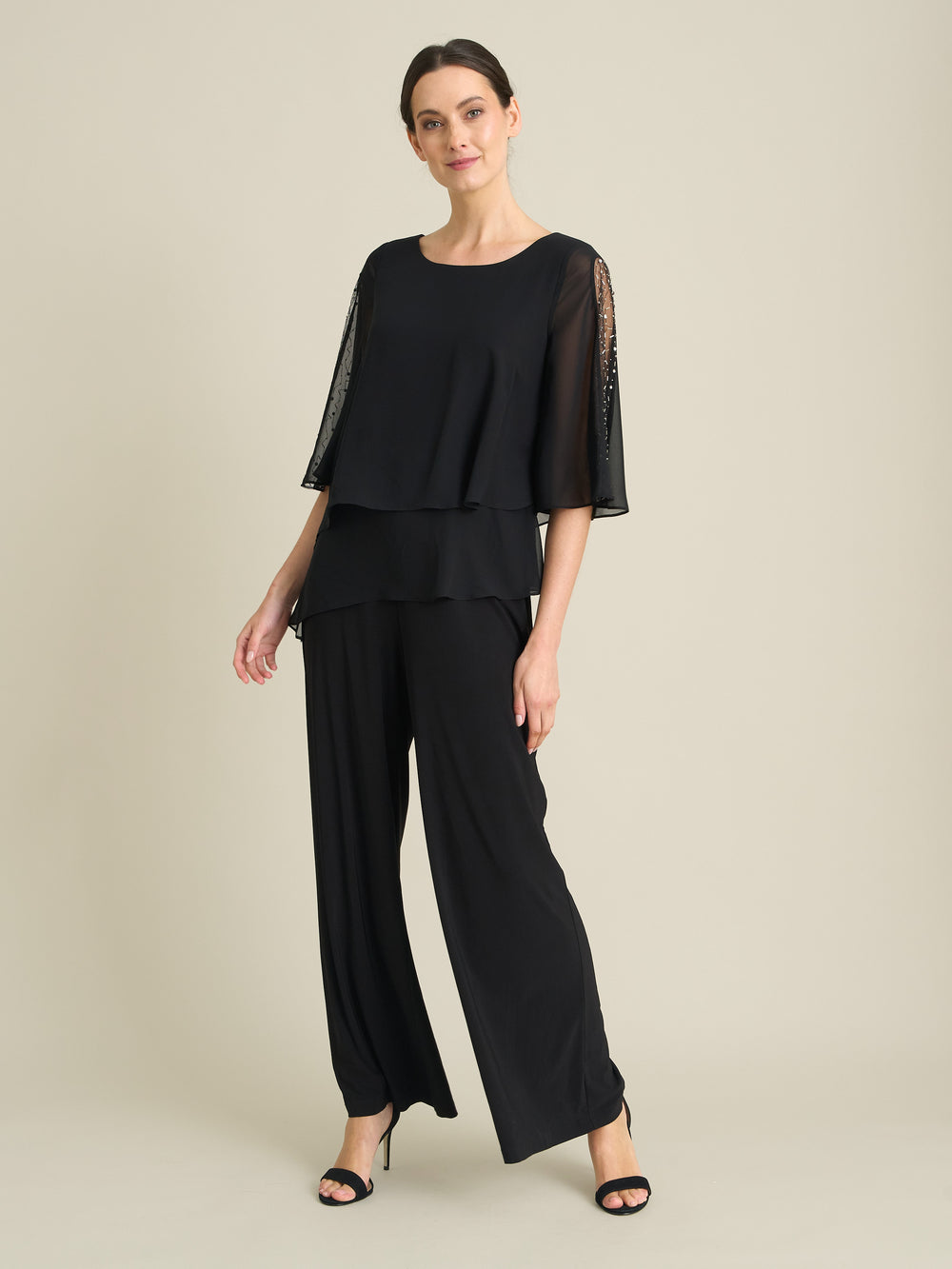 Monnie Jersey Jumpsuit With Chiffon Bodice