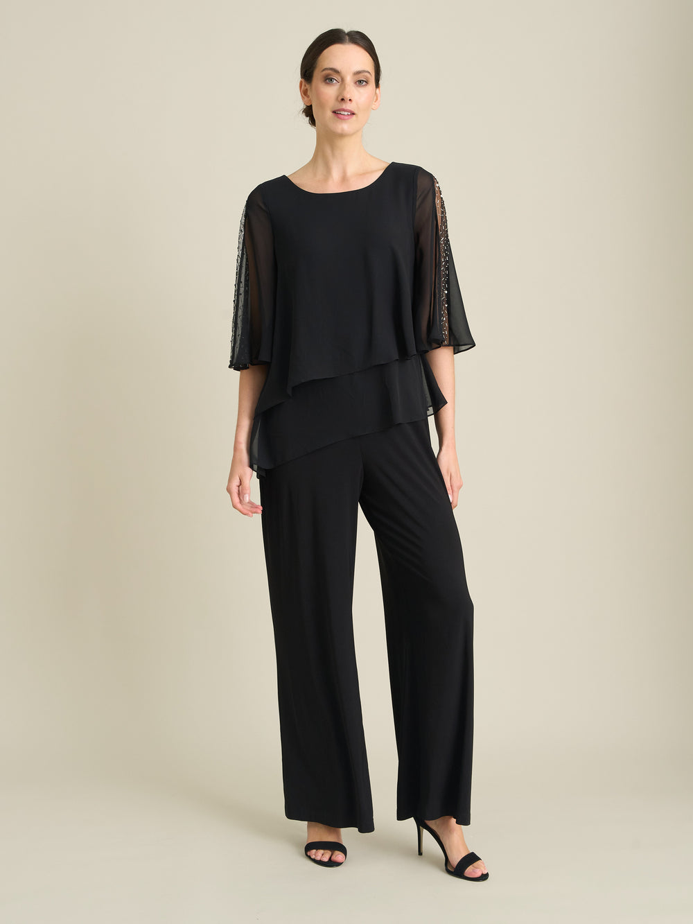 Monnie Jersey Jumpsuit With Chiffon Bodice