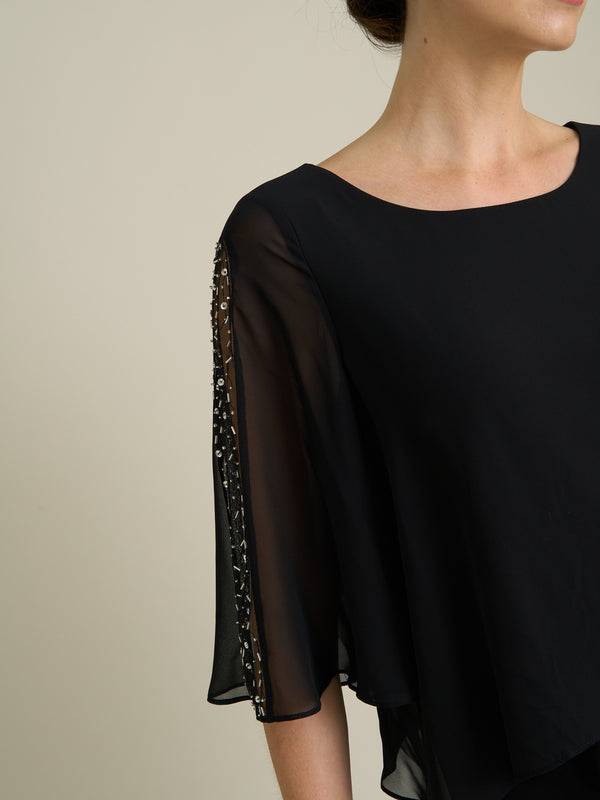 Monnie Jersey Jumpsuit With Chiffon Bodice