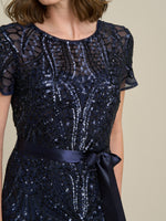 Monique Embroidered Sequin Godet Maxi Dress