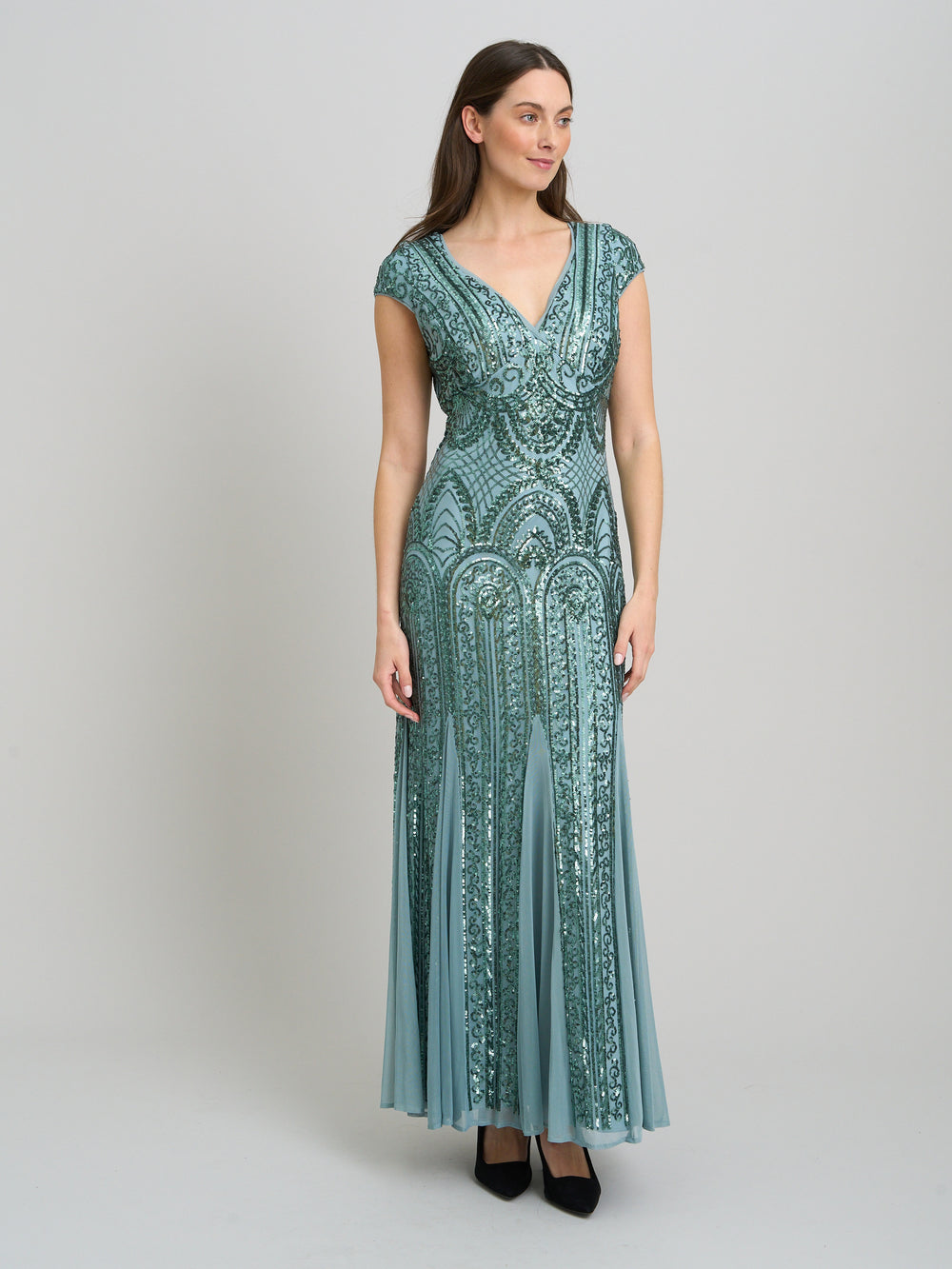 Mimsy V Neck Beaded Maxi Dress