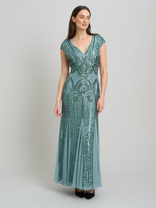 Mimsy V Neck Beaded Maxi Dress