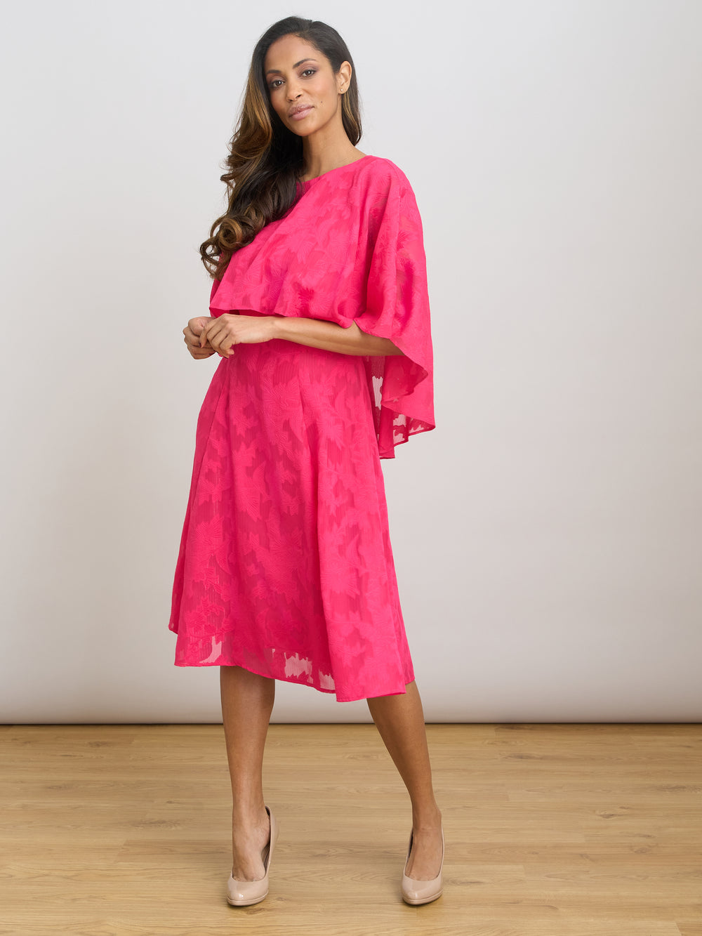 Milly Jacquard Metallic Thread Dress Pink