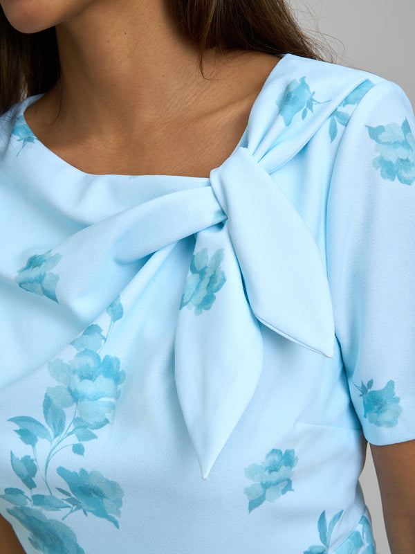 Nisha Tie Neck Border Print Dress