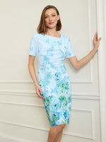 Nisha Tie Neck Border Print Dress