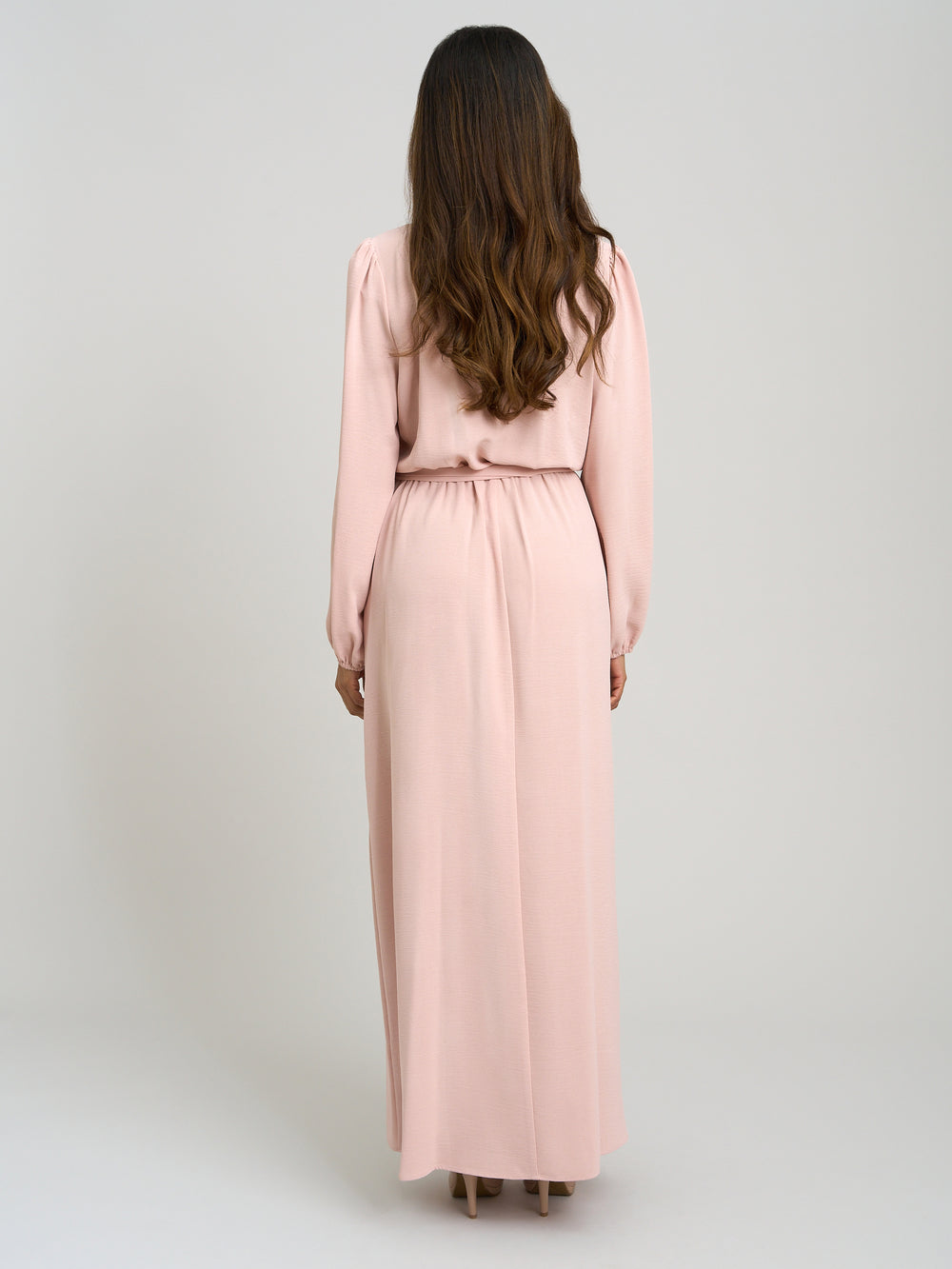 Bow Wrap Long Sleeve Maxi Dress
