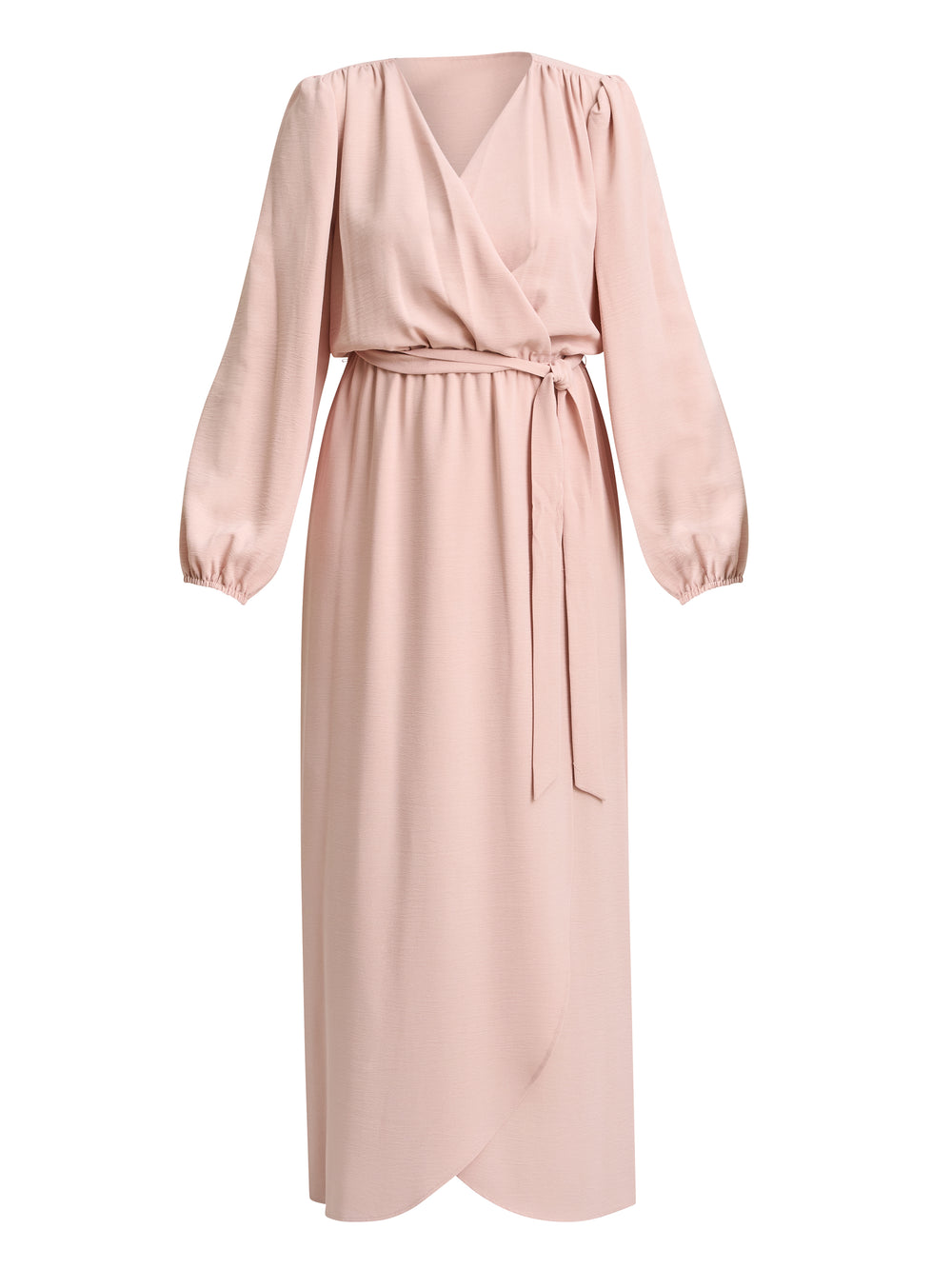 Bow Wrap Long Sleeve Maxi Dress