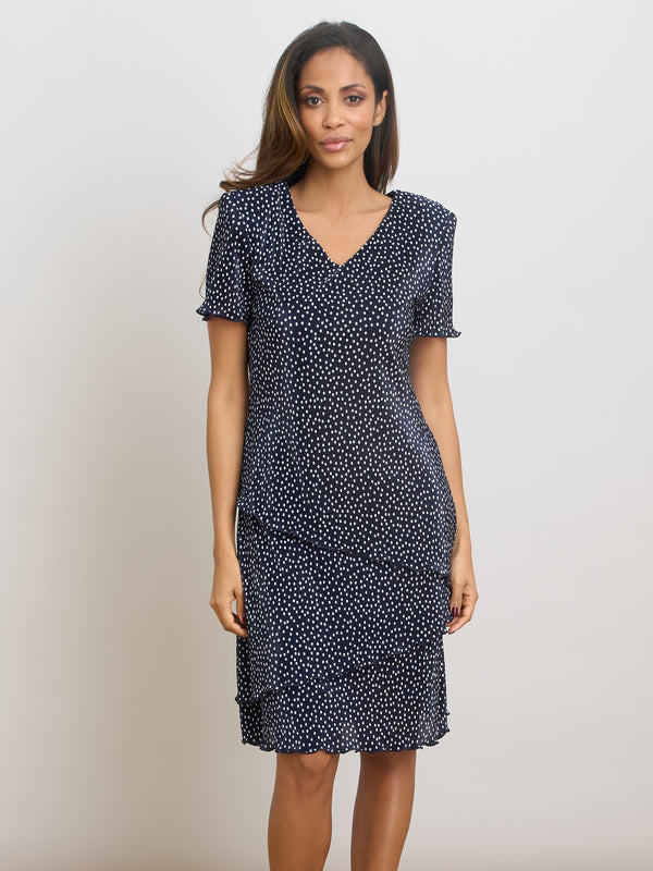 Nakita Spot Plisse Mini Dress