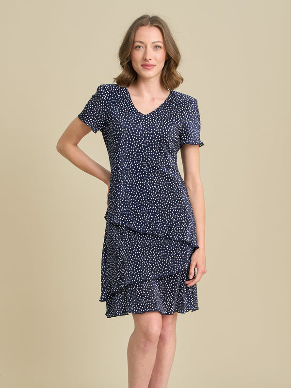 Nakita Spot Plisse Mini Dress