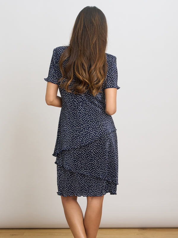 Nakita Spot Plisse Mini Dress