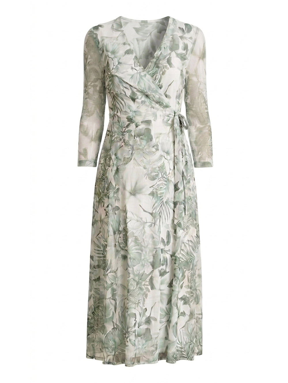 Nancie Floral Mesh Faux Wrap Dress