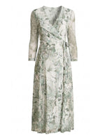 Nancie Floral Mesh Faux Wrap Dress