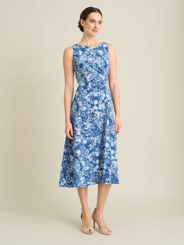 Odelia Floral Print Midi Dress