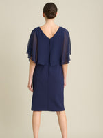 Diamante Trim Chiffon Cape Dress