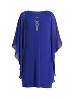 Diamante Trim Chiffon Cape Dress