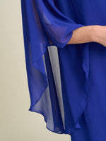 Diamante Trim Chiffon Cape Dress