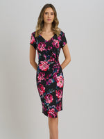 Paulette Twist Knot Cape Sleeve Floral Dress