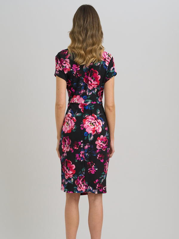 Paulette Twist Knot Cape Sleeve Floral Dress
