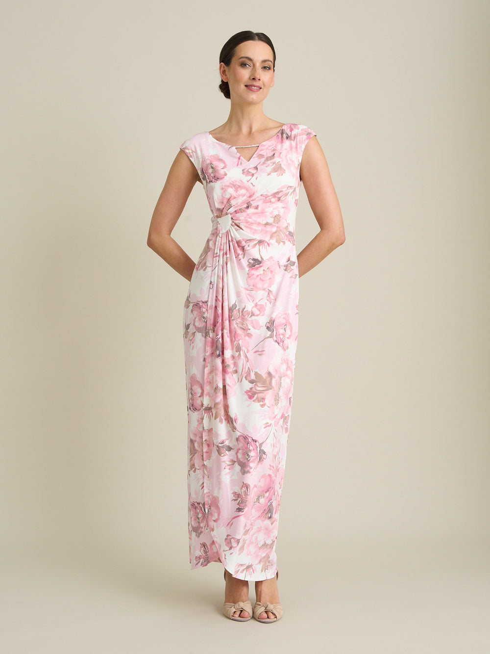 Lora Floral Jersey Diamante Trim Maxi Dress