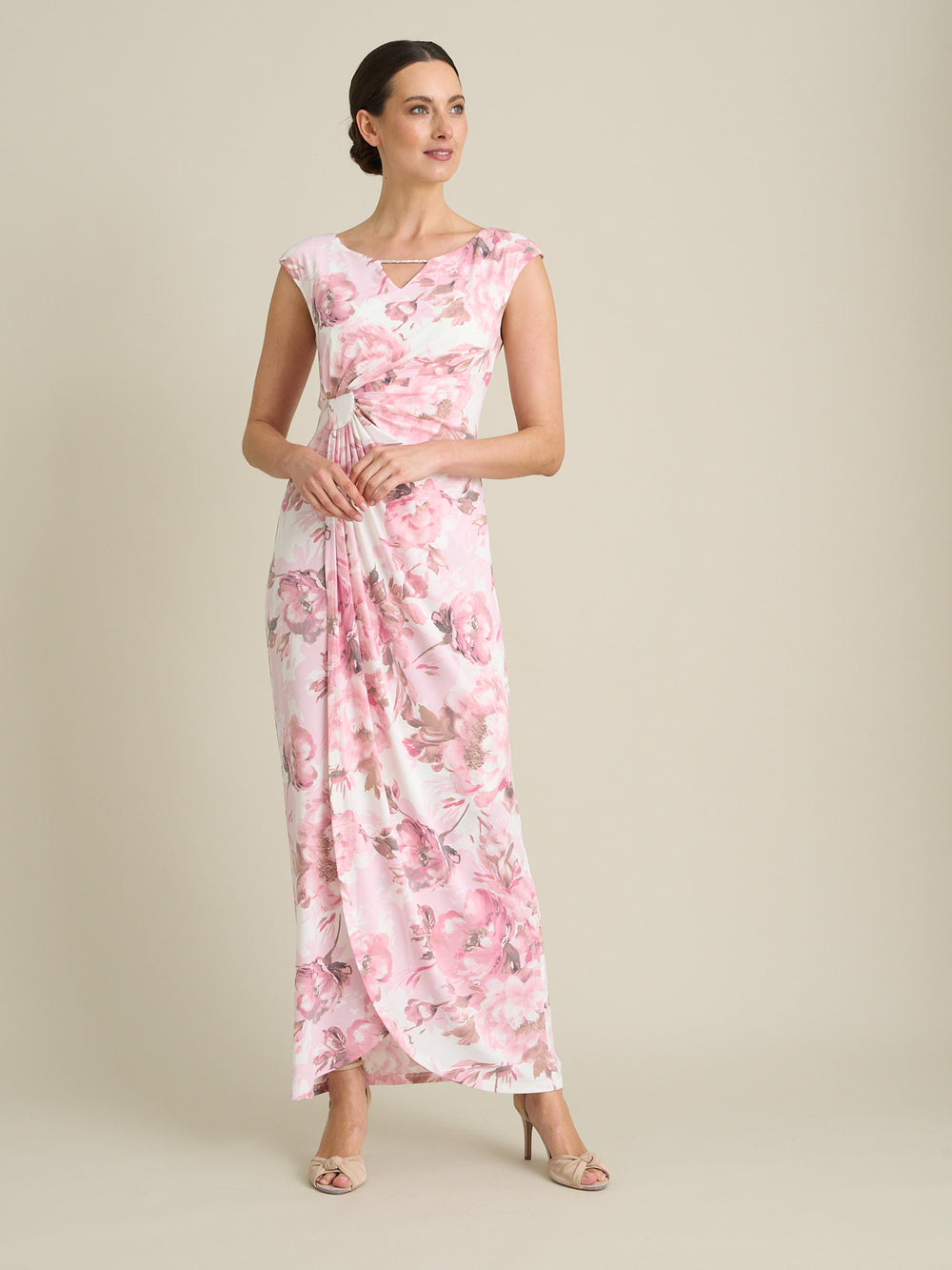 Lora Floral Jersey Diamante Trim Maxi Dress