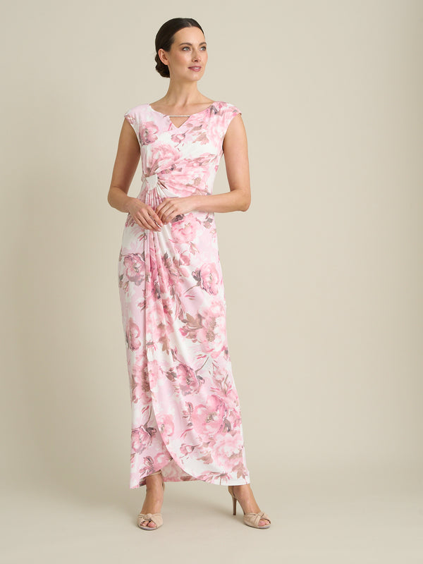Lora Floral Jersey Diamante Trim Maxi Dress