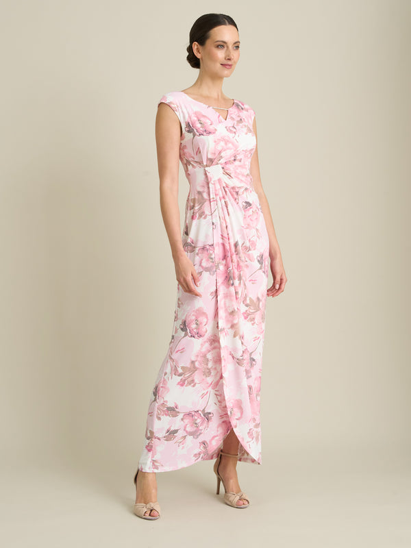 Lora Floral Jersey Diamante Trim Maxi Dress