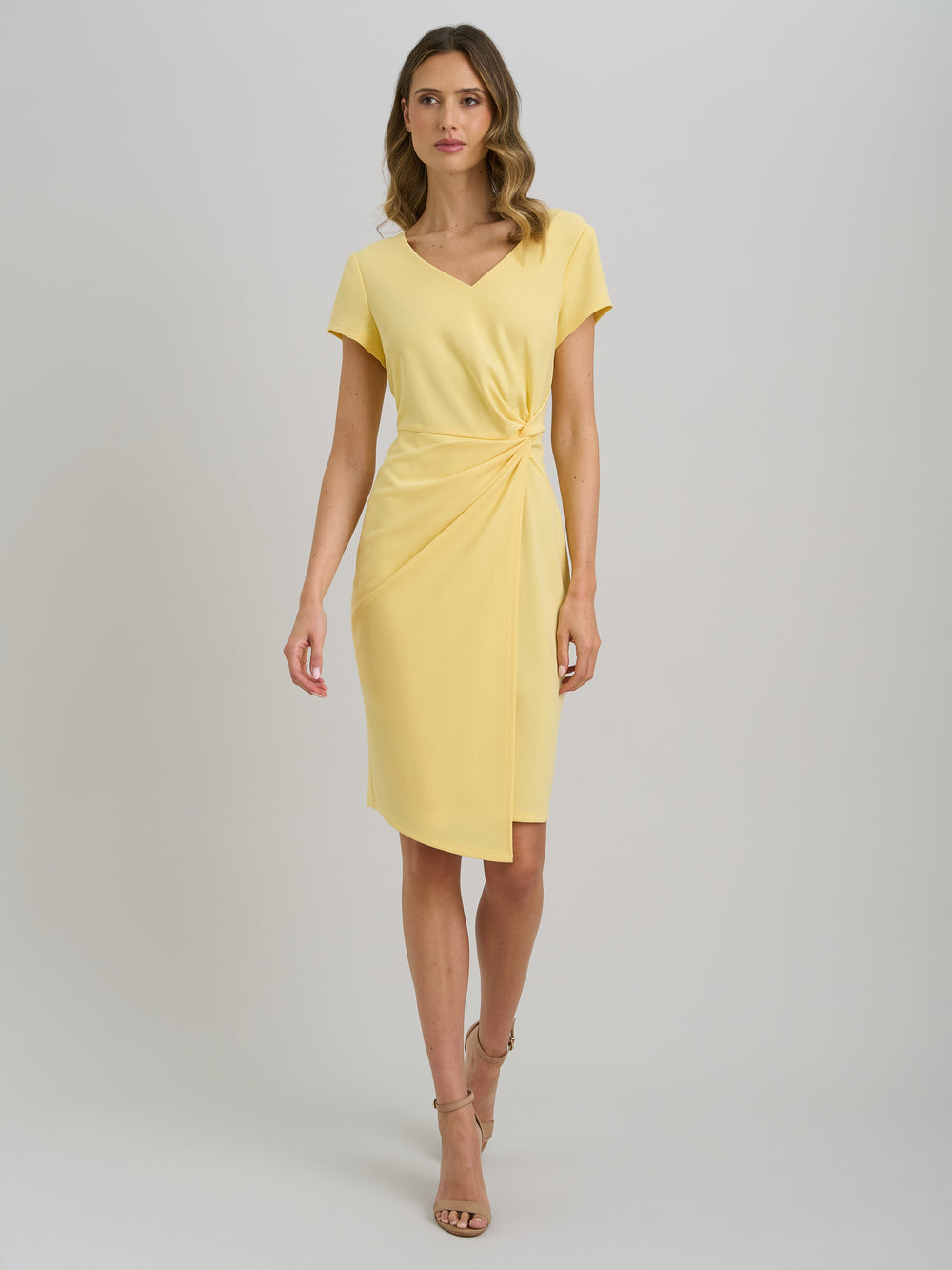 Peggy Short Faux Wrap V Neck Dress