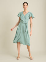 Peppa Tie Waist V Neck Faux Wrap Dress